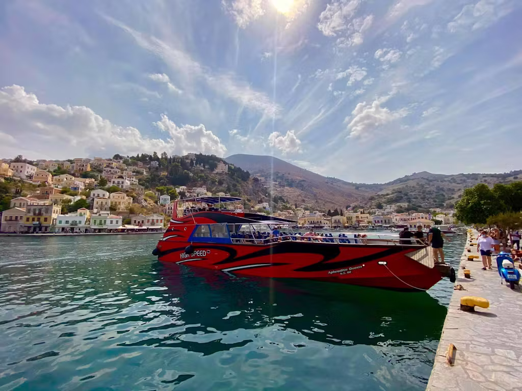 Boat transfer to symi with swimming stop rhodes sea lines6